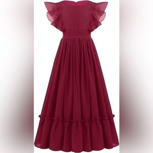 Ibtom Castle Girls Chiffon Long Party Dress Red Size 11-12 years(see size chart)